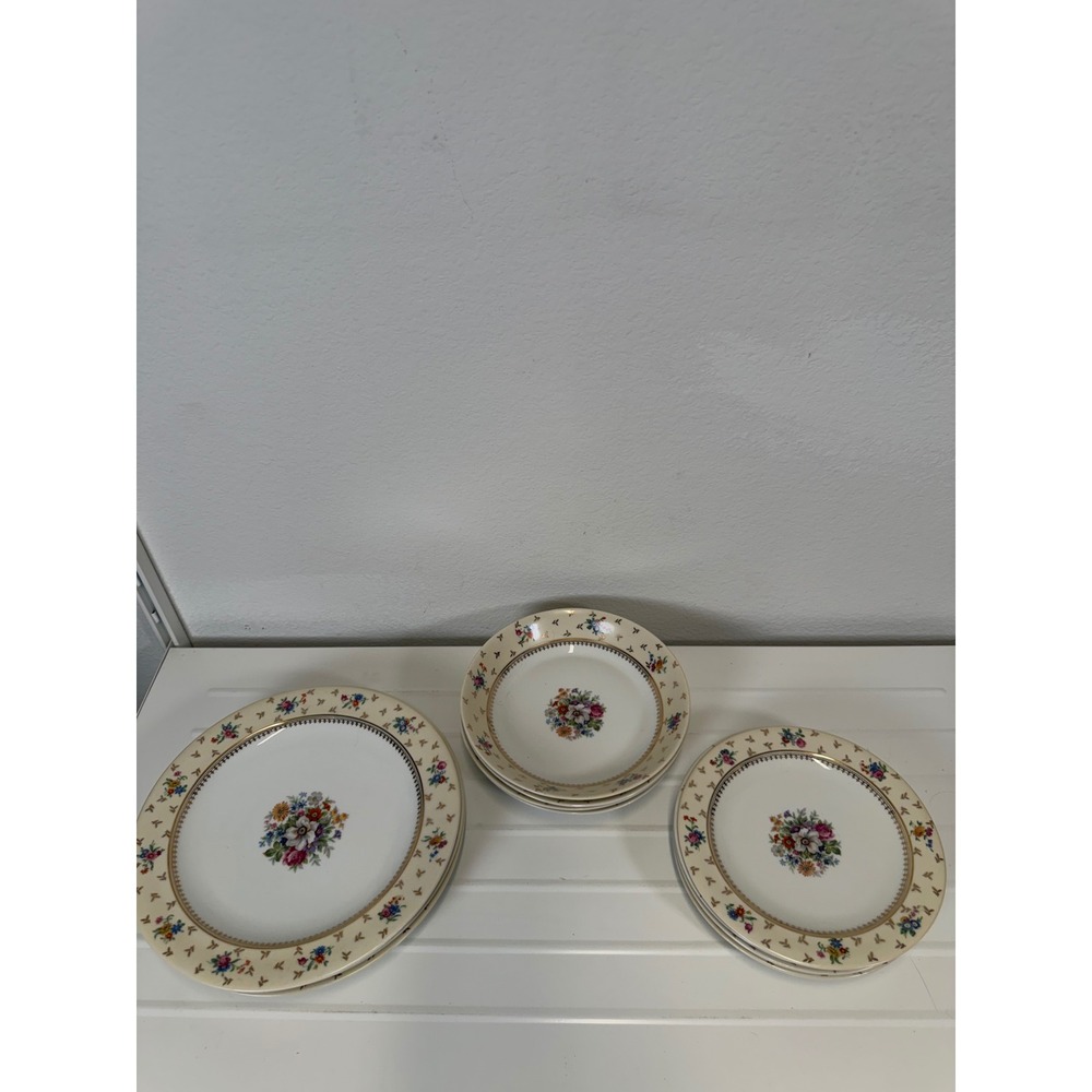 Raynaud & Co Limoges France Floral Porcelain Dinner Plates Salad Plates Bowls